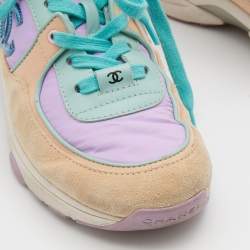 Chanel Multicolor Leather and Fabric CC Low Top Sneakers Size 36.5