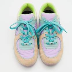 Chanel Multicolor Leather and Fabric CC Low Top Sneakers Size 36.5