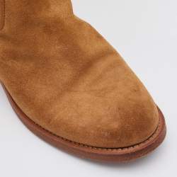 Chanel Light Brown Suede Mid Calf Length Boots Size 37.5