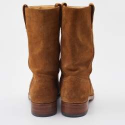 Chanel Light Brown Suede Mid Calf Length Boots Size 37.5