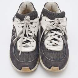 Pre Owned Chanel Multicolor Leather and Fabric CC Interlocking Logo Low Top Sneakers Size 37.5