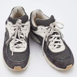 Pre Owned Chanel Multicolor Leather and Fabric CC Interlocking Logo Low Top Sneakers Size 37.5