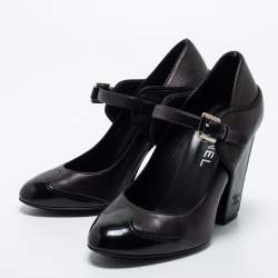 Chanel Shoe Brown Black Toe Heel Round Toe Ballet Style Heel 7.5