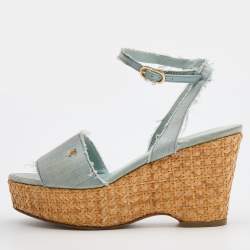 Chanel Blue Wedge Sandals