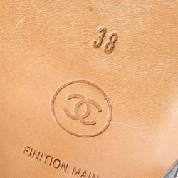 Pre Owned Chanel Brown/Black Leather Ankle Wrap Mules Size 38