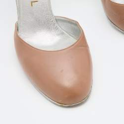 Pre Owned Chanel Beige/Transparent Leather and PVC Ankle Strap Pumps Size 38