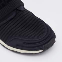 Pre Owned Chanel Black/Navy Blue Stretch Fabric Slip On Sneakers Size 37