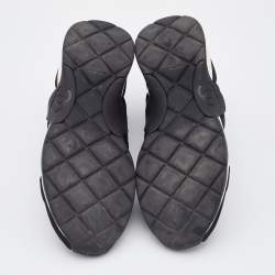 Pre Owned Chanel Black/Navy Blue Stretch Fabric Slip On Sneakers Size 37