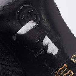 Chanel Black Leather Square Toe Ankle Chelsea Boots Size 37.5