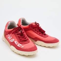 Pre Owned Chanel Multicolor Nylon, Suede and Leather CC Low Top Sneakers Size 41