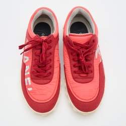 Pre Owned Chanel Multicolor Nylon, Suede and Leather CC Low Top Sneakers Size 41
