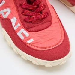 Pre Owned Chanel Multicolor Nylon, Suede and Leather CC Low Top Sneakers Size 41