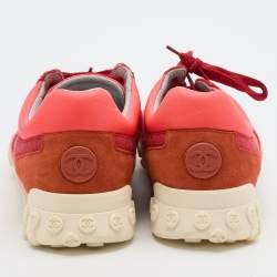 Pre Owned Chanel Multicolor Nylon, Suede and Leather CC Low Top Sneakers Size 41