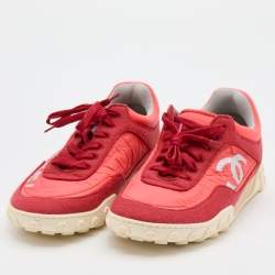 Pre Owned Chanel Multicolor Nylon, Suede and Leather CC Low Top Sneakers Size 41