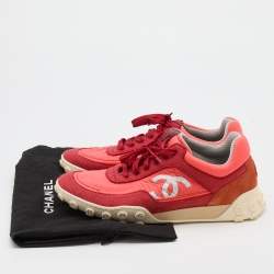 Pre Owned Chanel Multicolor Nylon, Suede and Leather CC Low Top Sneakers Size 41
