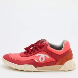 Pre Owned Chanel Multicolor Nylon, Suede and Leather CC Low Top Sneakers Size 41