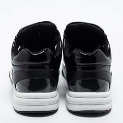 Pre Owned Chanel Black Patent and Leather and PVC CC Low Top Sneakers Size 37
