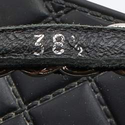 Pre Owned Chanel Black Suede Chain Link Thong Flats Size 38.5