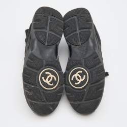 مملوكة مسبقًا Chanel Black Nylon and Suede CC Low Top Sneakers Size 38