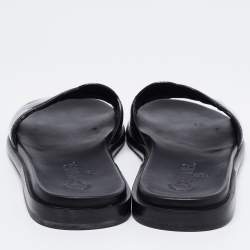Chanel Black Patent Leather CC Slide Flats Size 38