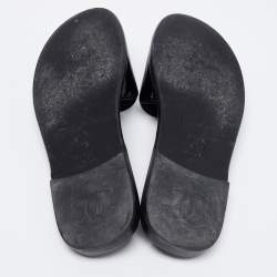 Chanel Black Patent Leather CC Slide Flats Size 38