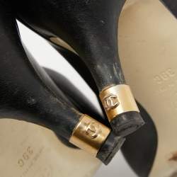 Pre Owned Chanel Black Leather Cap Toe Pumps Size 39