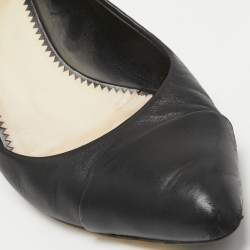 Pre Owned Chanel Black Leather Cap Toe Pumps Size 39