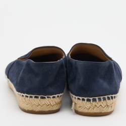 Pre Owned Chanel Navy Blue Suede CC Espadrille Flats Size 40