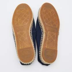 Pre Owned Chanel Navy Blue Suede CC Espadrille Flats Size 40
