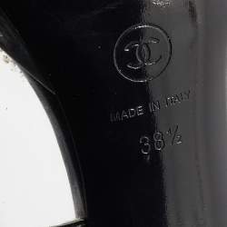 Pre Owned Chanel Black/Transparent Patent Leather and PVC CC Cap Toe Pumps Size 38.5
