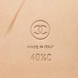 Chanel Cream Logo Leather Cork Slide Sandals Size 40.5