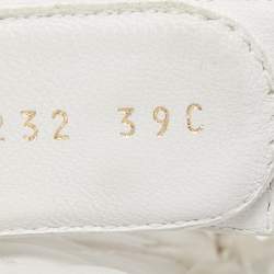 Chanel White Pleated Satin CC Turnlock Espadrille Slides Size 39