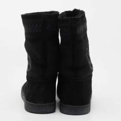 Chanel Black Suede Interlocking CC Logo Ankle Boots Size 38