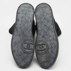 Chanel Black Suede Interlocking CC Logo Ankle Boots Size 38