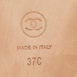 Pre Owned Chanel Blue Leather Interlocking CC Logo Ankle Strap Sandals Size 37