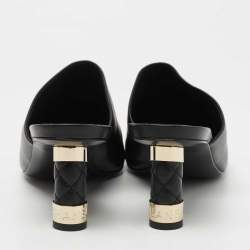 Pre Owned Chanel Black Leather Round Toe Mules Size 39