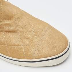 Pre Owned Chanel Metallic Gold Leather CC High Top Sneakers Size 38