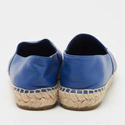 Pre Owned Chanel Blue Leather CC Espadrille Flats Size 36