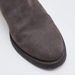 Chanel Grey Nubuck Leather CC Turnlock Ankle Length Boots Size 40.5