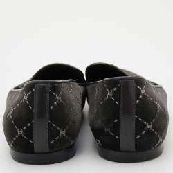 Pre Owned Chanel Grey Velvet Quilted CC Logo Smoking Slippers Size 39.5