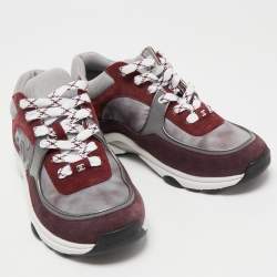 Pre Owned Chanel Multicolor Suede and Fabric CC Low Top Sneakers Size 37.5