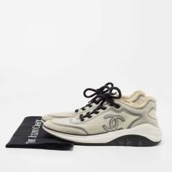 Chanel Grey/Black Mesh Lycra CC Sneakers Size 39