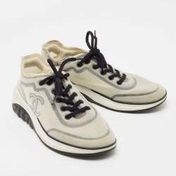 Chanel Grey/Black Mesh Lycra CC Sneakers Size 39