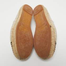 Chanel Beige/Black Canvas CC Espadrilles Flats Size 39