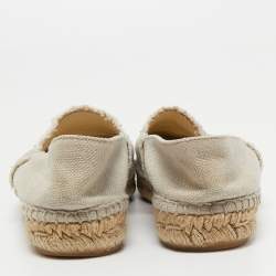 Chanel Beige/Black Canvas CC Espadrilles Flats Size 39