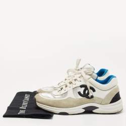 Chanel Tricolor Leather and Suede CC Low Top Sneakers Size 38.5