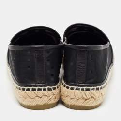 Chanel Black Mesh and Leather CC Cap Toe Espadrille Flats Size 36