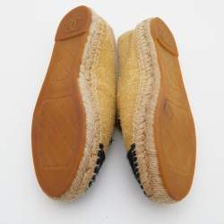 Chanel Yellow/Black Metallic Fabric CC Cap Toe Espadrilles Flats Size 37
