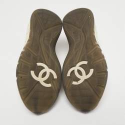 Pre Owned Chanel Multicolor Quilted Suede and Fabric CC  Sneakers Size 35.5