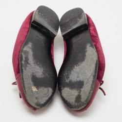 Pre Owned Chanel Burgundy Velvet and Leather CC Ballet Flats Size 38